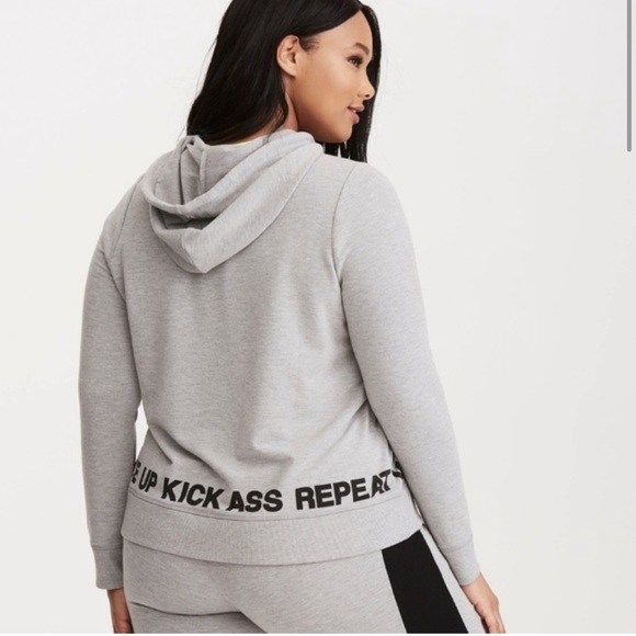 torrid Tops - Torrid Active Wake Up Kick Ass Gray Hoodie Size 3X